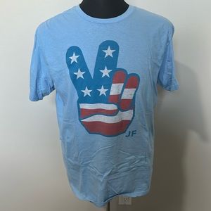 Junk Food Peace Tee. Light Blue. Size Large.